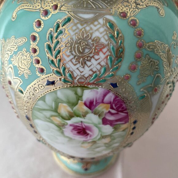 Vintage Nippon Double Handle Hand Painted Flower Vase Urn - Picture 7 of 7